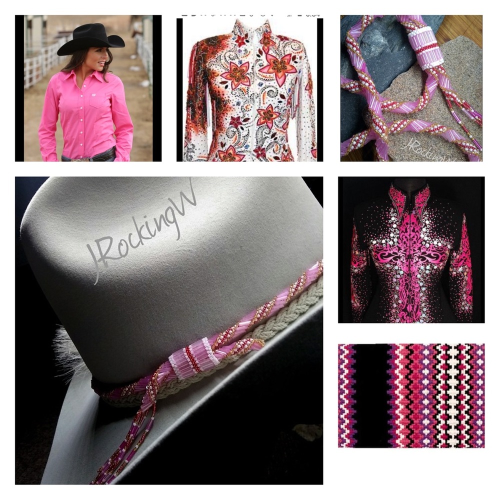 🥇HP🥇JRW Hand Made Cowboy  Pink Hat Band